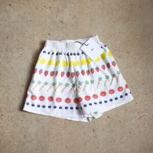 NWT YLLW the Label Fruit Vegetable Print Elastic Waist Shorts Size S Cottagecore